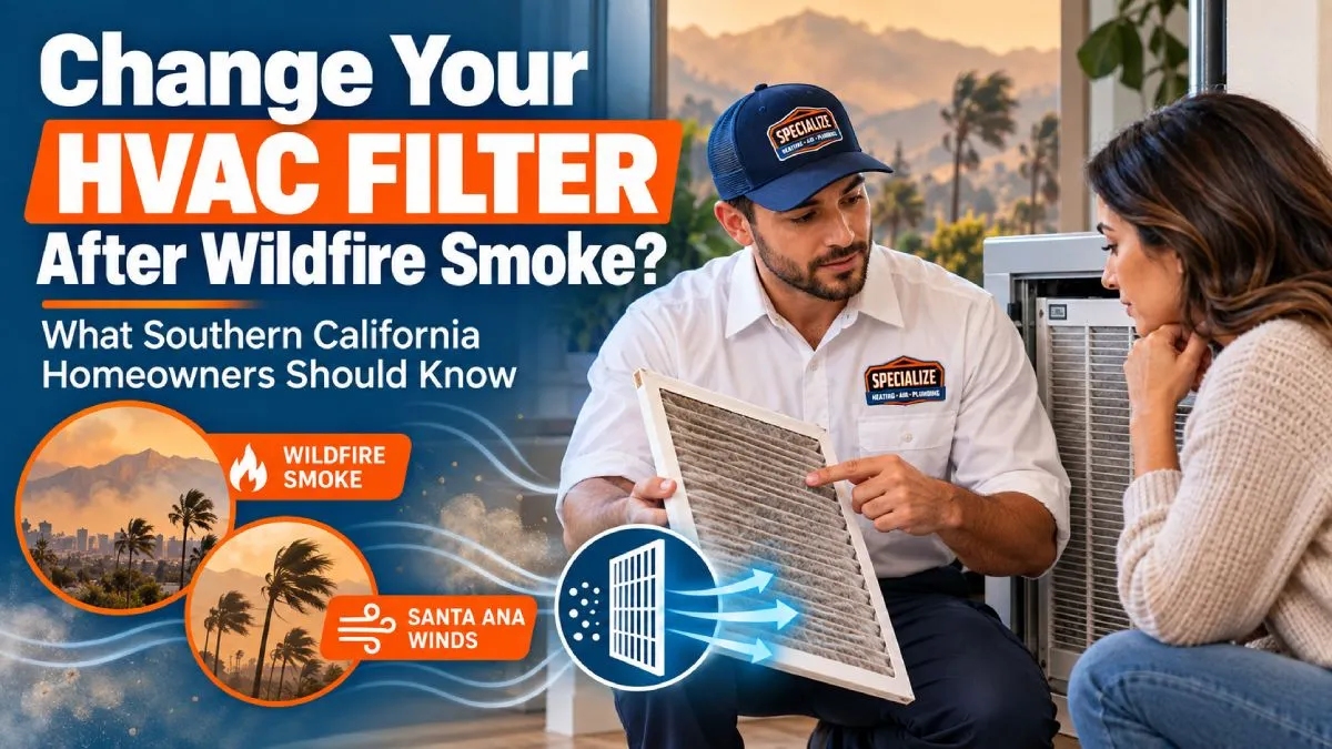 Dirty HVAC air filter containing dust after smoky and windy Southern California weather
